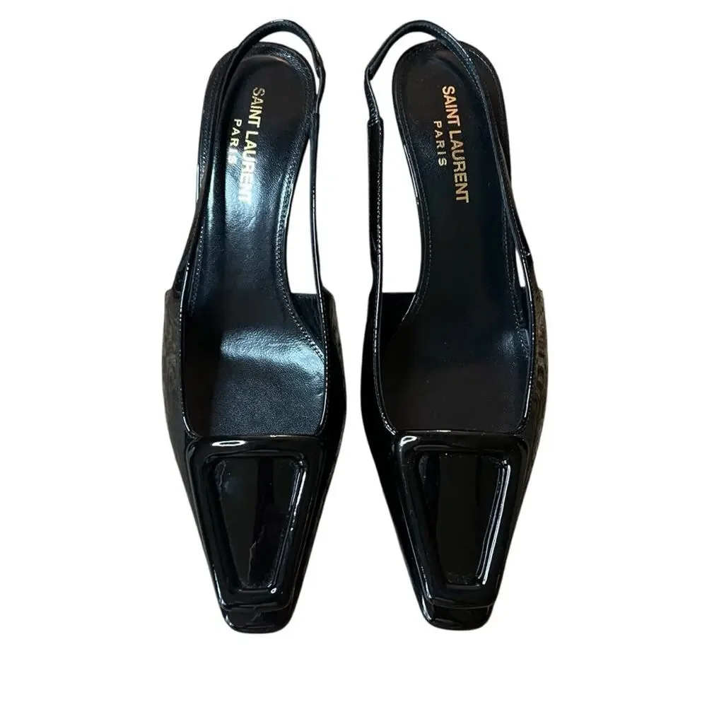 Saint Laurent Tom Slingback Pump 60 Black Patent Leather  NEW EU 36.5 US 6.5 - Picture 4 of 16